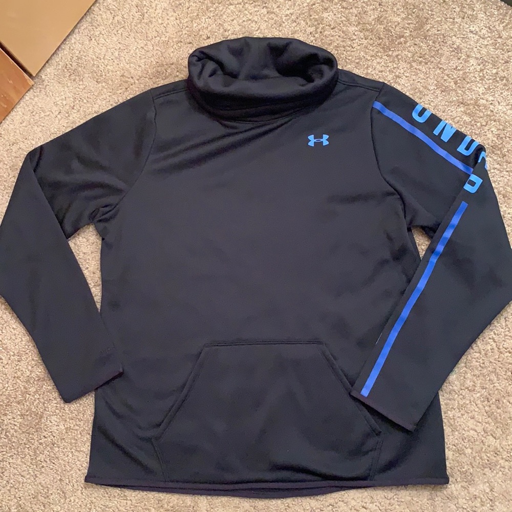NWT UNDER ARMOUR BLACK MOCK NECK SWEATSHIRT SZ L